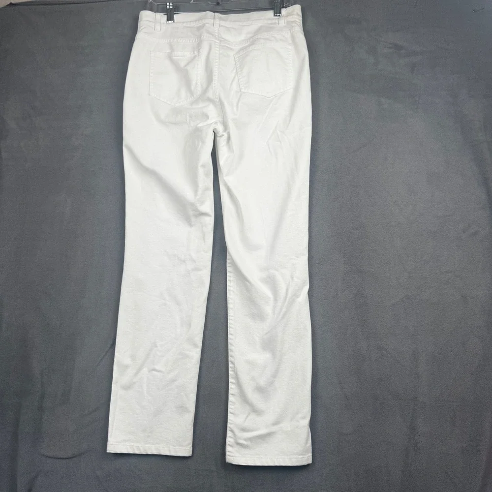 Lafayette 148 New York White Straight Leg Denim Pants Womens Size 8 Cotton Blend